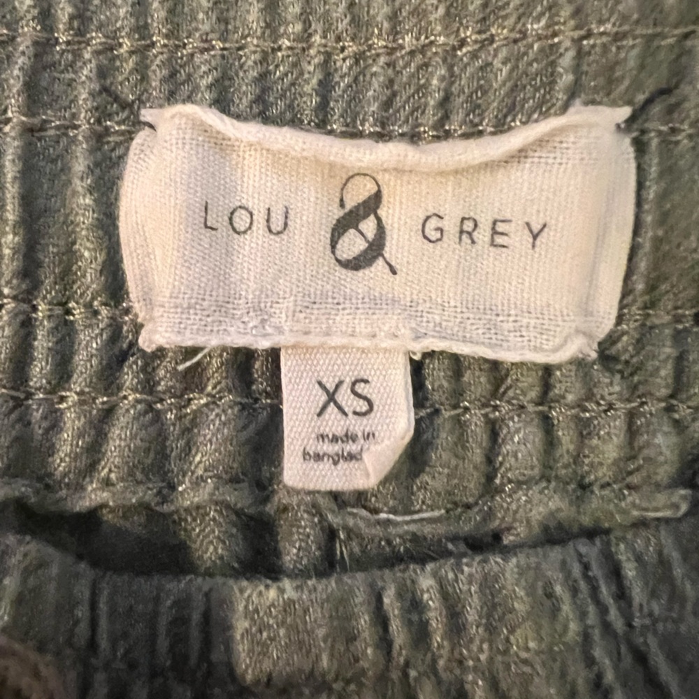 Linen Blend Olive Green Elastic Draw String Waist… - image 3